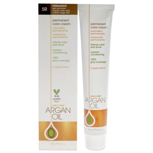 One N' Only Permanent Hair Color - Permanent Hair Dye Made with Argan Oil - Delivers Rich, Accurate Tones with Gray Coverage - Improves Moisture & Elasticity - 5R Light Red Brown (3 oz)