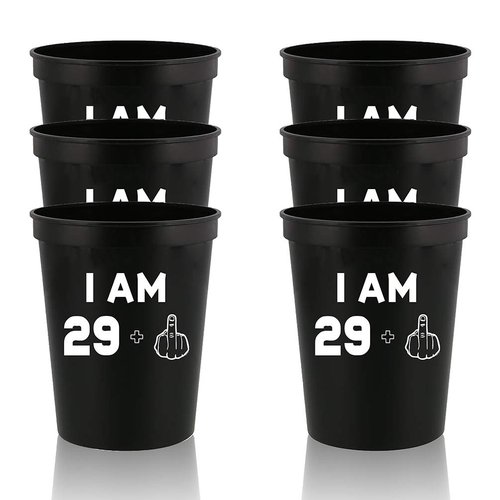 Veracco I am 29+1 Middle Finger Stadium Party Cup Funny Birthday Gag Gifts For Him Her Thirty And Fabulous (Black)