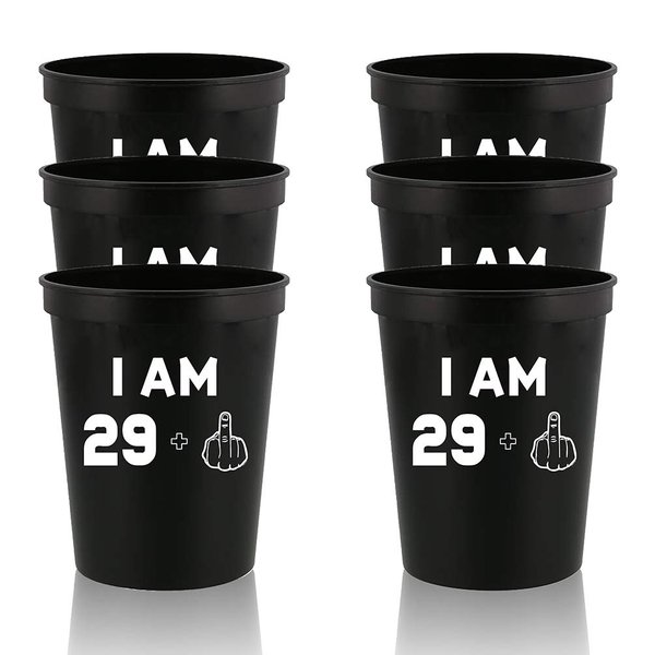 Veracco I am 29+1 Middle Finger Stadium Party Cup Funny Birthday Gag Gifts For Him Her Thirty And Fabulous (Black)