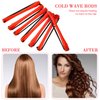 60 Pieces Short Hair Perm Rods Cold Wave Rods Plastic Perming Rods Hair Curling Rollers Curlers with Steel Pintail Comb Rat Tail Comb for Hairdressing Styling Supplies (0.2 Inch, Red)