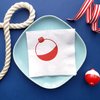 Fishing Party Bobber Cocktail Beverage Napkins (20 pcs) by Nerdy Words (Red & White)