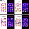 Jastli 4 Sheets Glow in The Dark Temporary Tattoos for Kids Adults Waterproof Neon UV Blacklight Body Face Flash Fake Tattoo Stickers Rave Party Supplies (Multicolor-2)