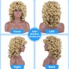 KEAT Curly Wigs for Black Women Short Big Curly Kinky Wigs for Women Afro Wavy Mixed Blonde Wig with Bangs Cute Natural Synthetic Wigs for African American Women K016BD
