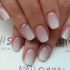 Short Press on Nails Square Acrylic Nails Press ons Cute Pink White Gradient Fake Nails with Rhinestones Designs Full Cover Glue on Nails Gloss Artificial Stick on Nails for Women 24 Pcs