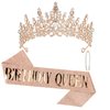 Semato Birthday Crowns and Birthday Queen Sash Glitter Kit for Women and Girls Birthday Decorations Crown Sash Happy Birthday Girl Tiara Princess Birthday Party Supplies and Favors (Rose gold)