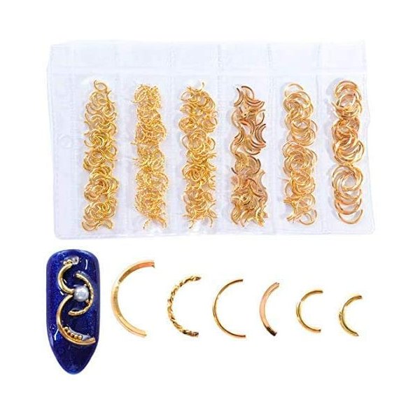 Brccee AC Nails Art Accessories - 1 Pack Mixed 3D DIY Hollow Metal Frame Nail Decorations Gold Rivet Manicure Accessories DIY Shell Slider Nail Studs