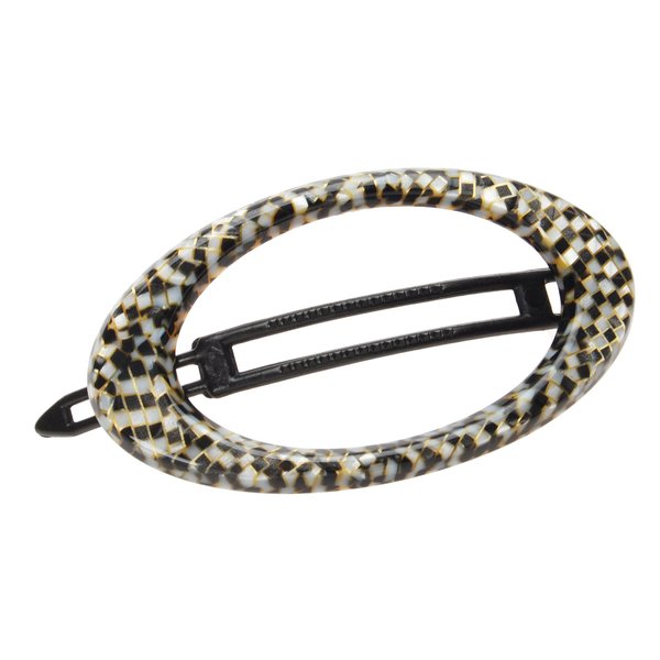 France Luxe Cutout Oval Plastic Tige Boule Barrette - Opera Silver