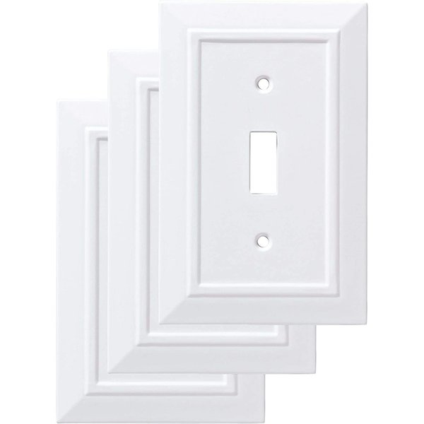Franklin Brass Classic Architecture Wall Plate, Pure White Single Casual Switch Cover, 3-Pack, W35241V-PW-C