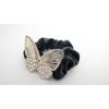 Butterfly blue gray teal hair tie pony tail holder scrunchie with crystals (Primary color: Blue)