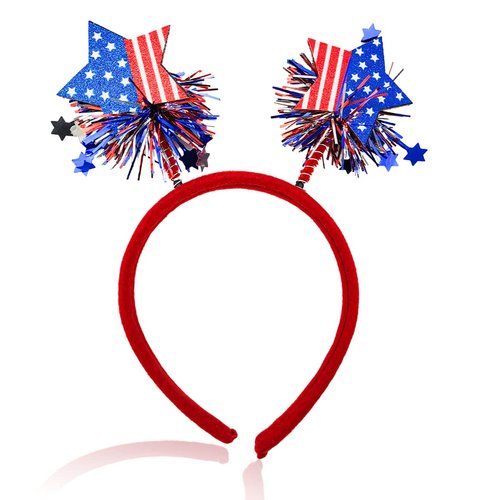 4th of July Headband Fourth of July Hair Supplies Independence Day Hair Decorations Patriotic Party Hair Band Two Stars Colorful Tassels Hair Hoop Holiday Head Boppers Headwear Hair Accessories 1PCS