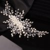 Teyglen Bridal Crystal Hair Comb Crystal Pearl Hair Pieces Bride Wedding Side Hair Comb Handmade Rhinestone Pearl Beads Headpieces Luxurious Hair Accessories for Brides Women Girls (Silver)