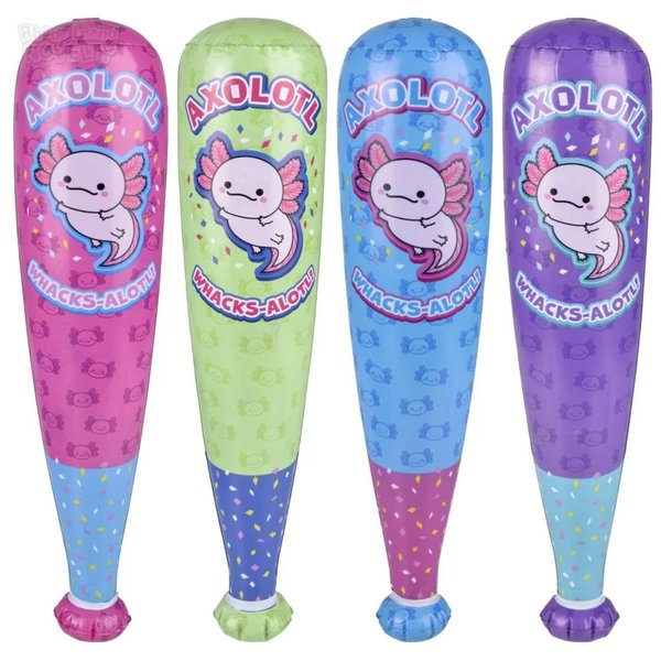 HAPPY DEALS ~ Axolotl Inflatable Baseball Bats | 12 Pack | 20 Inch | Inflate Decorations and Toys