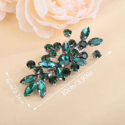 BERYUAN Teardrop Crystal Rhinestone Hair Clips Women Wedding Rhinestone Hair Clips Rhinesotne Crystal Handmade Wedding Headpiece for Women (peacock green)