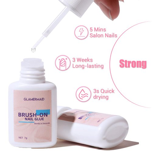 GLAMERMAID Press on Nails Glue for Nail Tip, Acrylic Nails and Press On Nails (7g) Nail Glue with Brush Glue for Press On Nails Long Lasting Nail Glue for Acrylic Nails Fake Nails Tips Nail Glue Gel