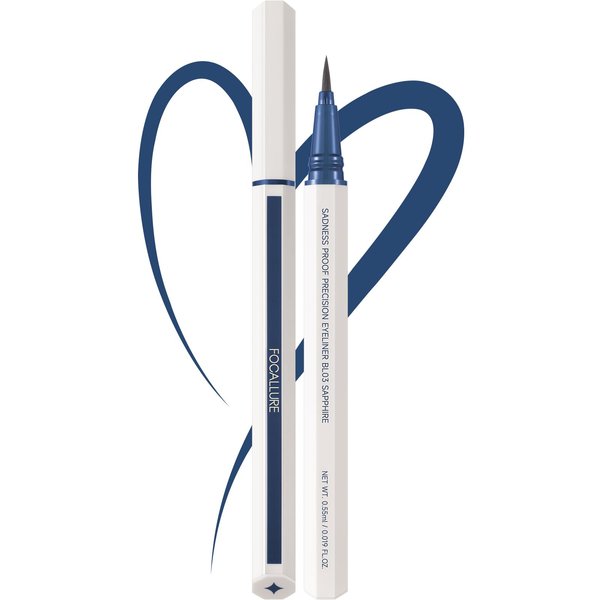 FOCALLURE Sadness Proof Precision Eyeliner,Waterproof Eyeliner Pencil,Quick Drying,Smudge Resistant,Long Lasting,Won't Slip Octagonal Grip,Ultra Fine Brush,BL03 SAPPHIRE