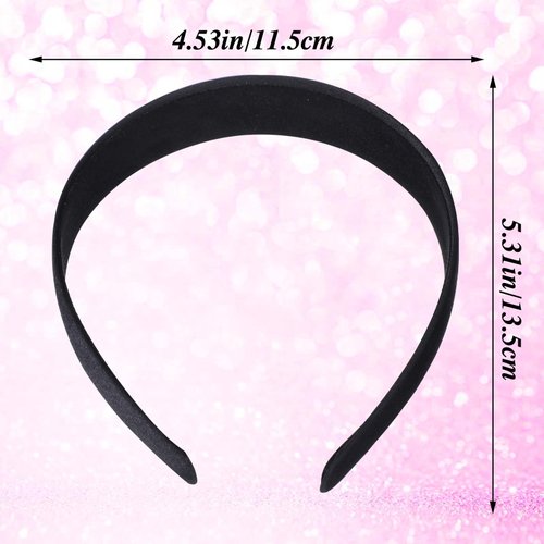 3 PCS Satin Headbands 1.1Inch Wide Hard Hair Bands Non Slip Fashion Plain Head Band Solid Hairband Halloween Christmas Cosplay DIY Holiday Hair Accessories for Women Girls