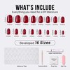 BTArtbox Press On Nails Short - Soft Gel Red Press on Nails Short Oval Nails Fake Nail with Nail Glue, Fit Perfectly, Reusable Glue On Nails in 16 Sizes, Cardinal
