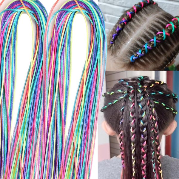 60 Pcs Colorful Hair Braids Gradient Color Braided Hair Rope Ponytail braids Women Girl DIY Braid Hair Styling Accessories