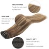 FUBILI Clip in Hair Extensions Balayage Chocolate Brown to Caramel Blonde Real Human Hair Extensions 20 Inch 7pcs 120g Remy Hair Extensions for Women Clip Extensions Full Head Straight Hair