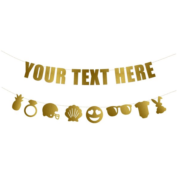 Your Text Here banner - Funny Rude Customize Your Party Banner Signs | Custom Party Banner | Custom Text/Phrase Banner | Make Your Own Banner Sign | StringItBanners (Gold Metallic)