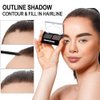 Brow Powder Kit,Long-Lasting Waterproof Two Colors Brow Filler Get Full Defined Natural Brows,Eye Brow Contour Palette with Double-ended Eyebrow Brush,sombra para cejas - Dark Brown+Dark Gray