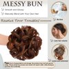 FeidyLong 2 PCS Messy Bun Hair Piece Wavy Curly Scrunchies Synthetic Chignon Ponytail Hair Extensions Thick Updo Hairpieces for Women Girls(Light Auburn mix Darker)