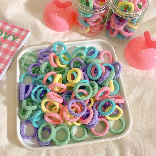 100 Pieces Colorful Elastic Hair Ties Mini Hair Bands Tiny Rubber Bands,Colorful No Damage Soft Ponytail Holders Elastic Hair Bands Hair Accessories for Girls，Hair Accessories,Hair Elastics and Ties