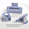 Checkered Hair Claw Clips,Pack of 3,Vintage Blue/White Checkered Claw Clips Cellulose Acetate Banana Clips,Nonslip Hair Clamp for Women Girls (Blue)