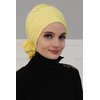 Aisha's Design Instant Turban for Women Head Wrap with Crosswise Style, Pretied Combed Cotton 95% Cotton Scarf Hijab Scarf for Women, Yellow