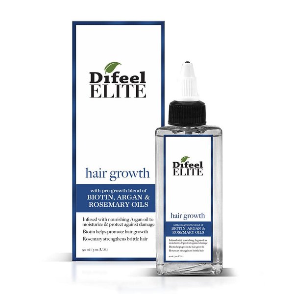 Difeel Elite ProGrowth Hair Treatment for Hair Growth with Biotin, Argan and Rosemary Oils 3 oz. - Biotin Hair Treatment for Hair Growth
