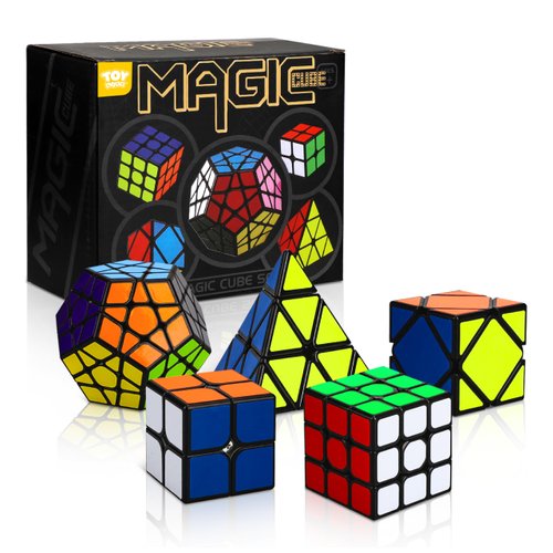 STEAM Life Speed Cube Set 5 Pack Magic Cube | Includes Speed Cubes 3x3, 2x2 Speed Cube, Pyramid Cube, Megaminx Cube Puzzle Cube Bundle for Kids & Adults