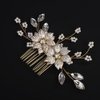 BERYUAN Gold Leaves Flower Pearls Hair Side Comb Gold Wedding Hair Comb Wedding Bridal Hair Comb Pearls Rhinestone Bridal Hair Comb for Brides Bridesmaid Girls