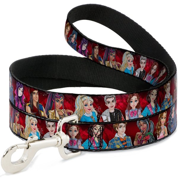 Dog Leash Descendants 11 Character Group Pose Reds Gray 4 Feet Long 0.5 Inch Wide