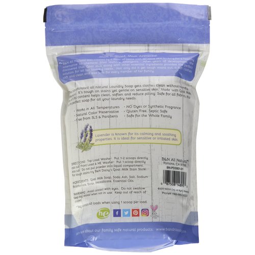 B&N All Natural at Home, Daisy's Goat Milk Laundry Soap, Lavender, 45 Loads, 30.4 Ounce