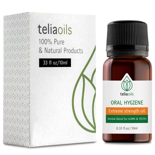 Teliaoils Herbal Blend for Teeth & Gums - Extreme Strength Oral Hygiene Oil- 100% Natural Deep Cleansing Mouthwash/Liquid Toothpaste/Herbal Breath Freshener- Fluoride Free Oral Discomforts - 10ml