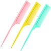 3 Pack Tail Comb Carbon Fiber Rat Tail Styling Comb Heat Resistant Anti Static Teasing Comb for Back Combing Root Teasing Adding Volume Evening Styling (Pink, Yellow, Green)