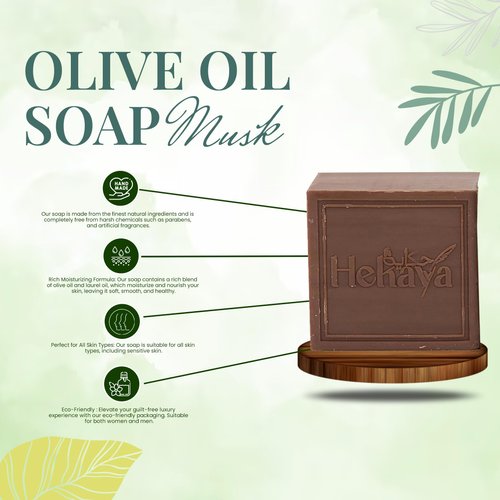 Natural Olive Oil Soap bars with Organic Ingredients, Vegan Soap, Moisturizing, Handmade, Scented With Essential Oils, Body Soap Bars for Women and men (MUSK) (Pack of 4 Bars) 17.6 Ounce