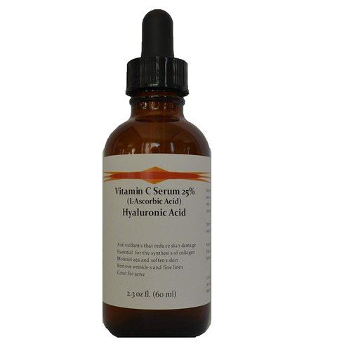 Vitamin C Skin Serum 25% (L-ascorbic Acid) with Pure Hyaluronic Acid Anti Aging Serum (2.3oz)