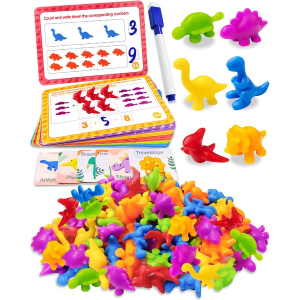 Yetonamr Counting Dinosaurs Montessori Toys for 3 4 5 Years Old Boys Girls, Toddler Preschool Learning Activities Toys for Kids Ages 3-5, 4-8, Birthday Gifts Sensory Educational Toys