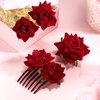 4 Pieces Rose Hairpin Hair Clip Bridal Rose Brooch Wedding Floral Clips Women Flower Hair Accessories for Woman Girl Party Wedding