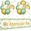 We Appreciate You Decorations Sage Green Appreciate You Banner Yard Sign with 18 Pcs Balloons Thank You for All You Do Banner Employee Staff Gifts Teacher Eucalyptus Leaves Appreciation Party Decor
