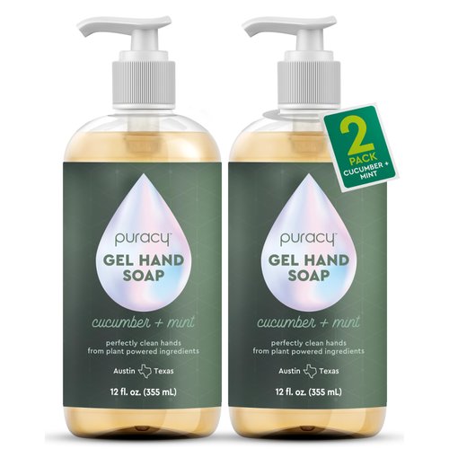Puracy Organic Hand Soap, For the Professional Hand Washers We've All Become, Moisturizing Natural Gel Hand Wash Soap, Liquid Hand Soap Refills for Soft Skin (12 fl.oz, Cucumber & Mint) 2-Pack