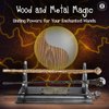HOTCAN Wooden Magic Wand Holder and Display Stand - Mystical Fusion of Beech Wood and Metal - Owl Emblem Accent - 3 Slots