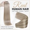 Full Shine Blonde Clip in Hair Extensions Highlights Human Hair Clip in Extensions Ash Blonde Mix Bleach Blonde 8 Pcs 80 Grams Pu Clip in Human Hair Blonde Remy Hair Extensions Straight 12Inch