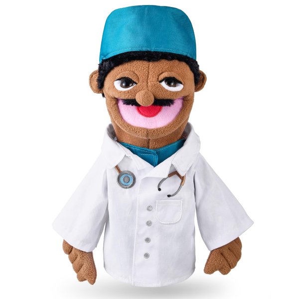Role Play Hand Puppets Hand Plush Chef Doctor Fireman Pirate Detective Athlete Nurse Worker Hand Puppet Toys Puppets for Kids Storytelling Imaginative Pretend Play Teaching Preschool(Doctor)