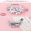 PAGOW 2Pcs Crystal Flower Bridal Hair Clips, Silver Bride Wedding Hair Accessories Hair Pins, Rhinestone Flower Wedding Headpiece for Brides Women Girls