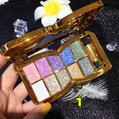XFEXM Glitter Eyeshadow Palette, 10 Colors Sparkle Shimmer & Matte Eye Shadow Highly Pigmented Waterproof Long Lasting Makeup Set (Color 1)
