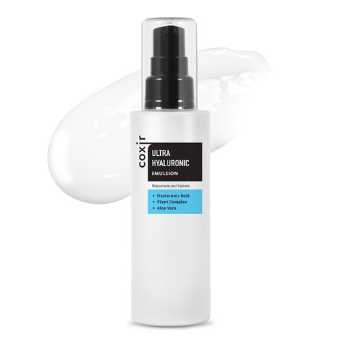 coxir ULTRA HYALURONIC EMULSION l Lightweight Korean Daily Face Moisturizer for Dry, Dehydrated Skin l Long-Lasting Hydration with Hyaluronic Acid, Collagen & Plant Complex 19 [100ml/3.38 fl.oz]
