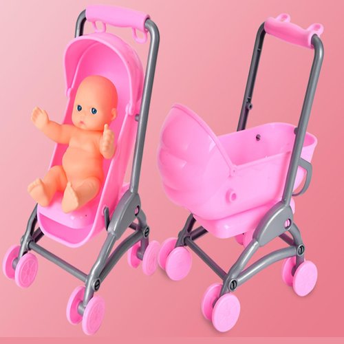 Mllxon Miniature Baby Doll Stroller,Baby Doll Carriage,Mini Baby Stroller Toy,Dollhouse Furniture Accessories