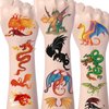 Wxiben Dragon Temporary Tattoos Stickers - 200+ Dragon Party Favor Supplies Decor the Dragons Tattoo Dragon Birthday Party Decorations Dragon Stickers for Girls Boys Kids Waterproof Temporary Tattoos